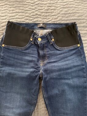 7 For All Mankind Dark Blue Maternity Jeggings with Black Panel